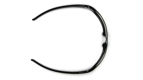 Heavy Duty Rimless Safety Glasses Featuring Badass Scratch Resistant Polycarbonate Lenses And Iron Clad Uv Shielding For Relentless Indoor And Outdoor Jobs Pack Of Twelve angled view of black frame