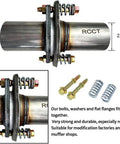 Universal 2.5 Inch Exhaust Flex Joint Repair Kit With Integrated Flange And Spring Bolts shown with bolts and springs