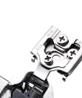 Close-up view of Twenty Pack One Half Inch Overlay Soft Close Concealed Kitchen Cabinet Hinges Satin Nickel.