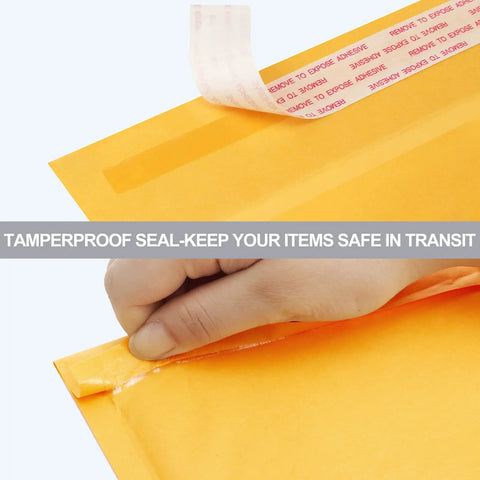 Yellow Kraft Bubble Mailers 25 Pack Self Sealing Padded Envelopes 10.5 By 16 Inch Outer Size with tamperproof seal