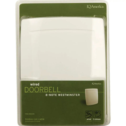 Wired Electronic Door Chime With Off White Cover, Adjustable Volume, Westminster 8 Note, Hardwired Doorbell System