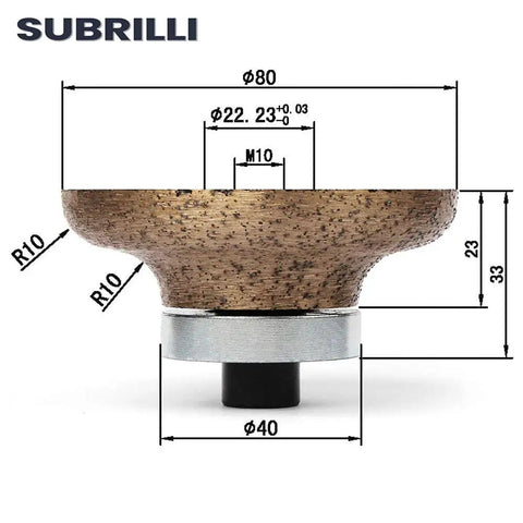 Three Quarter Inch Ogee Diamond Hand Profiler Router Bit Profile Wheel With M10 Thread For Granite Concrete Marble Countertop Edge Pro Grade Heavy Duty Coarse Grit For Polisher Or Grinder, side view