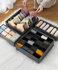 4 Piece Foldable Fabric Drawer Organizer Set For Socks And Underwear Storage Using A Nifty Layout To Keep Your Closet Clean Maximize Dresser Space While Delivering Zero Extra Stress Overall with organized socks and bras.