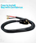4 Prong 50 Amp Range Cord For Electric Kitchen Range With Open End Connectors Beefy Copper Wires 60 Inch Black Power Cable