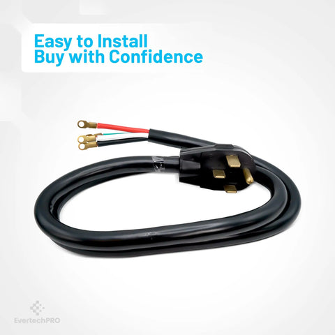 4 Prong 50 Amp Range Cord For Electric Kitchen Range With Open End Connectors Beefy Copper Wires 60 Inch Black Power Cable