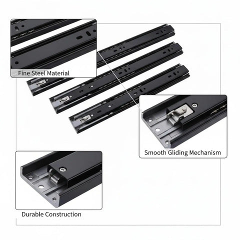 Side-Mount Drawer Slides For Cabinets, Cold-Rolled Steel Replacement Hardware, Full Extension Glides For Kitchen And Furniture, Built Tough For Daily Use.