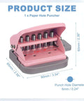 Six Hole Paper Punch One Quarter Inch Metal Hole Puncher For Office And Home Punches Up To Five Sheets Sturdy All Metal Construction Pink Color