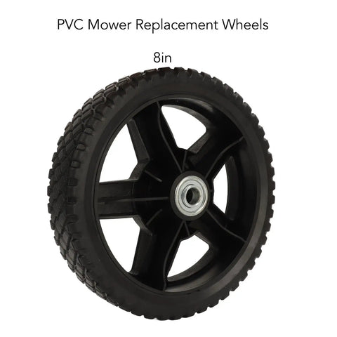 8-Inch PVC Mower Replacement Wheels With Bearings, 2 Pack For Push Lawn Mowers, Heavy-Duty Grip Traction, Smooth Rolling