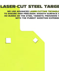 Close-up of AR500 Steel Target For Shooting IDPA IPSC Torso Silhouette Beast Mode 7 X 12 X 3/8 Inch Neon Powder Coat