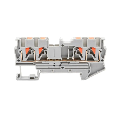 50 Pack PT 2.5 Quattro 4 Wire Terminal Block For DIN Rail With Spring Clamp Quick Safe Electrical Connection compact gray