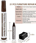 No Sweat Wood Repair Kit Featuring Sleek Touch Up Markers Plus Quality Wax Sticks For Quick Floor And Furniture Fixes In Assorted Rich Wood Tones For A Smooth Knockout Transformation, showing walnut and beige touch-up markers.