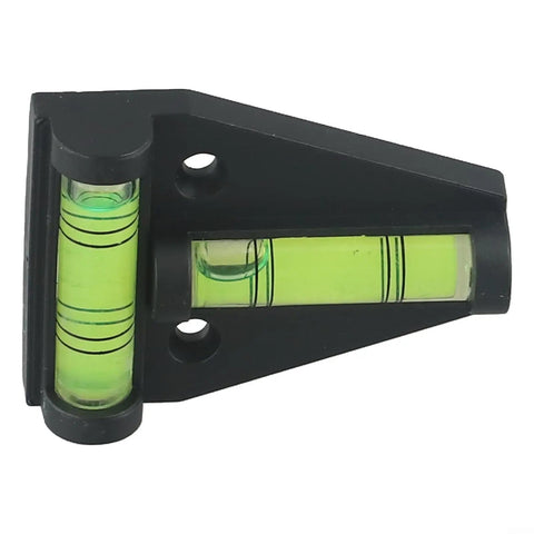 T Shaped Horizontal Bubble Level 2 Way For Spirit Level With Fluorescent showing two green vials on a black body.