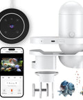 No Sweat Wifi Automatic Fish Feeder Wall Mount Auto Dispenser For 20 Plus Gallon Aquariums USB powered kit components and app.