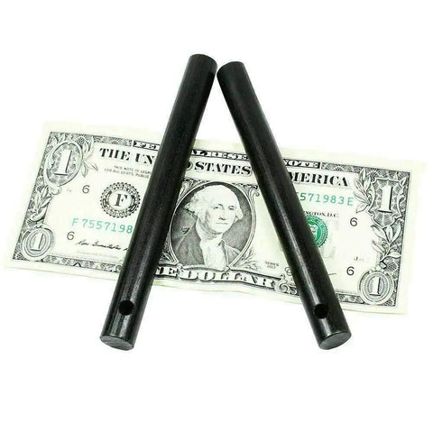 Dual Ferrocerium Rod Fire Starter Set Two One Half Inch By Five Inch Rods For Outdoor Survival next to a dollar bill