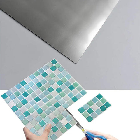 Cutting Peel And Stick Backsplash Tiles For Kitchen And Bathroom 3D Subway Style Self Adhesive Vinyl Tiles Waterproof Blue Marble Look