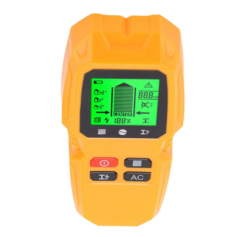 Marhynchus Stud Finder with LCD Screen, Lightweight Design in bright yellow with a green display panel showing readings.