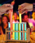 Bamboo Test Tube Shot Glass Rack With Built In Handle 12 Tube Capacity Rack Only Glass Tubes Not Included on party table
