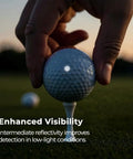 Golf Club And Golf Ball Dope Reflective Dot Stickers For High Speed Camera Tracking Weatherproof Decals in use on golf ball.