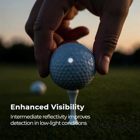 Golf Club And Golf Ball Dope Reflective Dot Stickers For High Speed Camera Tracking Weatherproof Decals in use on golf ball.