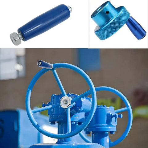 Blue M10 Revolving Handle With Bakelite Hand Wheel And Threaded Shaft Trailer Crank With Nut For Machinery Setup