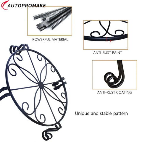 Diagram of Heavy Duty Iron Plant Stand For Indoor And Outdoor Use Rustproof Metal Round Pot Holder Bronze Finish Plant Rack
