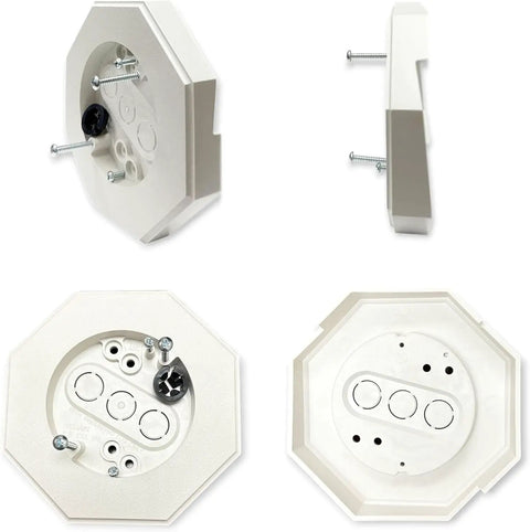 Pro Grade Non Metallic Siding Mounting Kit With Built In Electrical Box For One Quarter Inch And Five Sixteenth Inch Lap Siding And Shingles Octagon Outdoor Light Fixture Mount White One Pack, white octagon box