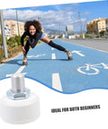 2 Pack Rubber Toe Stops For Roller Skates And Quad Skates, round brake block stoppers on skater in motion outdoors