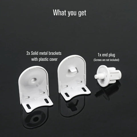 Heavy Duty Roller Blind Repair Kit With Brackets And Mounting Hardware For 32mm Tubes shown with brackets and end plug