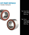 Front Wheel Bearing Kit Direct Fit OE Replacement For 1984-1991 Honda Civic, 1988-1991 CRX, 1986-1989 Acura Integra, 1984-1987 Wagovan