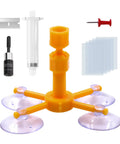Windshield Repair Kit With Pressure Syringe For Quick Fix Of Chips Bulls Eye And Star Shaped Cracks In Auto Glass Durable Car Glass Repair Tool Kit For Dings And Cracks, showing suction cup device and syringe