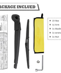 Heavy Duty Rear Windshield Wiper Arm And Blade Kit For Jeep Wrangler JK 2007 To 2018 With No Sweat Install, includes arm, blade, wrench, and nut.