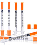 One Milliliter Syringe Five Sixteenth Inch 30 Gauge 8mm U 100 Lab Supplies Individually Wrapped Pack Of Twenty Five Sterile Medical Syringes For Precise Dosing And Safe Disposal, orange caps