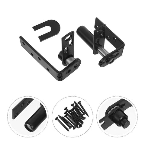 Self-Closing Automatic Door Hinge For Bar Doors Built Tough Heavy-Duty Stainless Steel With Smooth Double-Action Motion For Bar Counters And Salons Easy Secure Mounting For Thick Doors, black hinge set with screws