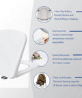 Zero Drama Soft Close Toilet Seat White Square Shape features non-slip buffers and anti-bacterial ceramic texture.