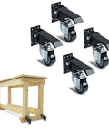 Heavy Duty Retractable Caster Swivels With Foot Release Brake 2.5 Inch Polyurethane Wheels Drop In Shop Mobility Kit for workbench setup.