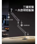 High Grade Dual Monitor Mount With Fully Articulating Desk Arm For Smooth Height Adjustment Tilt And Swivel Ergonomic Computer Stand image showing installation steps with detailed arm adjustments.
