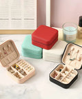 Palm Sized Travel Jewelry Case Pink Mini Portable Jewelry Box for Rings Earrings Pendants Watches Necklaces and Lipstick Organizer Display