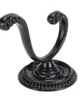 Heavy Duty Double Claw Wall Hooks, Vintage Style Metal Coat Racks With Full Setup Kit, black double claw with decorative base.