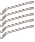 Five Pack Bike Tire Levers Set, Heavy Duty Steel Crowbars For Quick Tire Changes, Ergonomic Grips, displayed in an angled stack