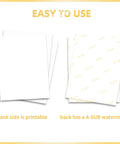 Premium Sublimation Paper 8.5x11 Inch 120GSM 110 Sheets For Inkjet Printers And Sublimation Inks With High Transfer Efficiency, showing printable and watermark sides