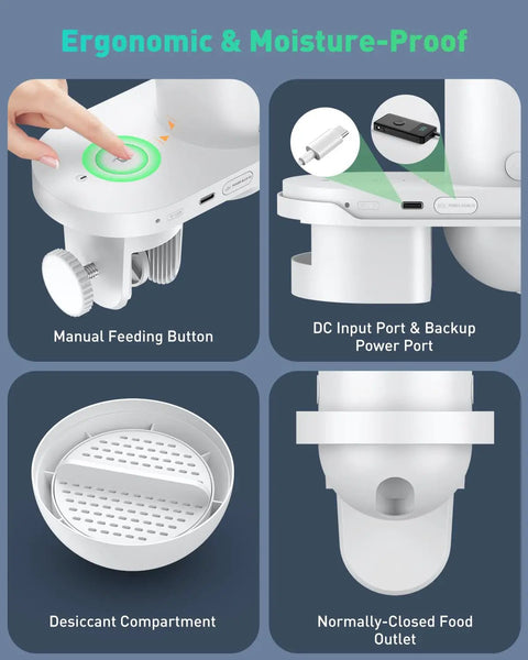 No Sweat Wifi Automatic Fish Feeder Wall Mount Auto Dispenser For 20 Plus Gallon Aquariums Usb Powered Smart Tank Kit ergonomic controls and moisture-proof storage features.