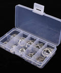 304 Stainless Steel Snap Ring Set 100 Pieces C Type Circlips Assortment Kit in plastic storage box