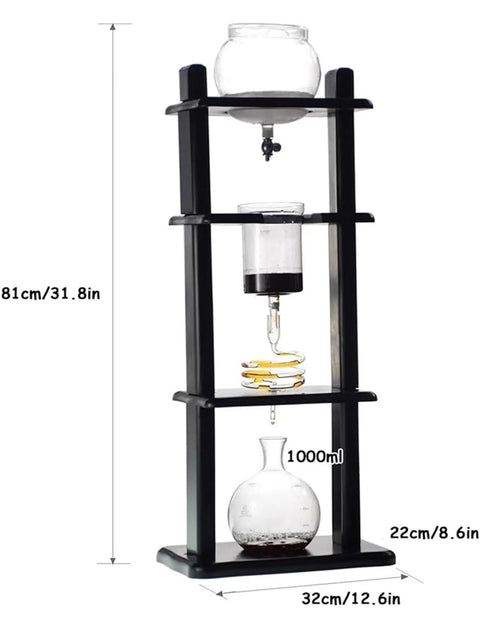 Chill Out Daily With This Sleek Cold Brew Drip Tower Ice Coffee Maker Featuring Smooth Slow Drip Tech And A Killer Thirty Five Ounce Batch Capacity. Glass and wood design with precise flow valve.