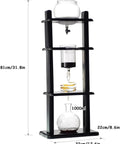 Sleek Cold Drip Coffee Maker And Slow Brew Tower With 1000 Ml Capacity, wood frame and glass carafe for smooth coffee extraction.