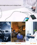 3 in 1 USB Charging Cable Set, 5 ft Nylon Braided Multi Charger Cable, 3 Pack Universal Type C Micro USB USB A Connectors for Phones, Tablets, and More, Fast Charge, Travel Ready, Shareable Cord for home, car, travel