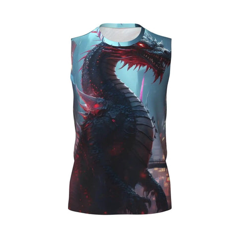Dope Men's Muscle Tee With Urban Dragon Graphic Quick Dry Workout Tank Top Lightweight Stretchy Polyester Blend for gym workouts.