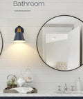 Bathroom with one light wall sconce with hammered metal shade modern vanity bath lighting for mirror bedroom blue finish