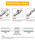 Installation steps for 2.5 Inch Stainless Steel Exhaust Clamp Kit Heavy Duty Butt Joint Band Clamp Sleeve Coupler for RV SUV Truck