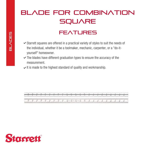 Workhorse 24 Inch Blade For Combination Squares Bevel Protractors And Sets Satin Chrome Finish 4R Graduation Features