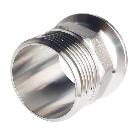 LOZOME 1.5in sanitary tri-clamp to NPT 1-1/4in hex male thread adaptor, 304 stainless steel
